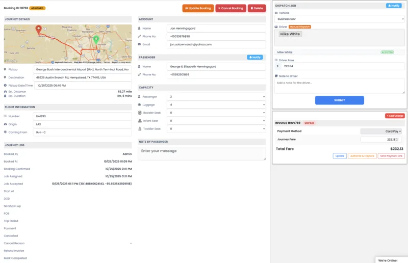 Exaltis dispatch dashboard